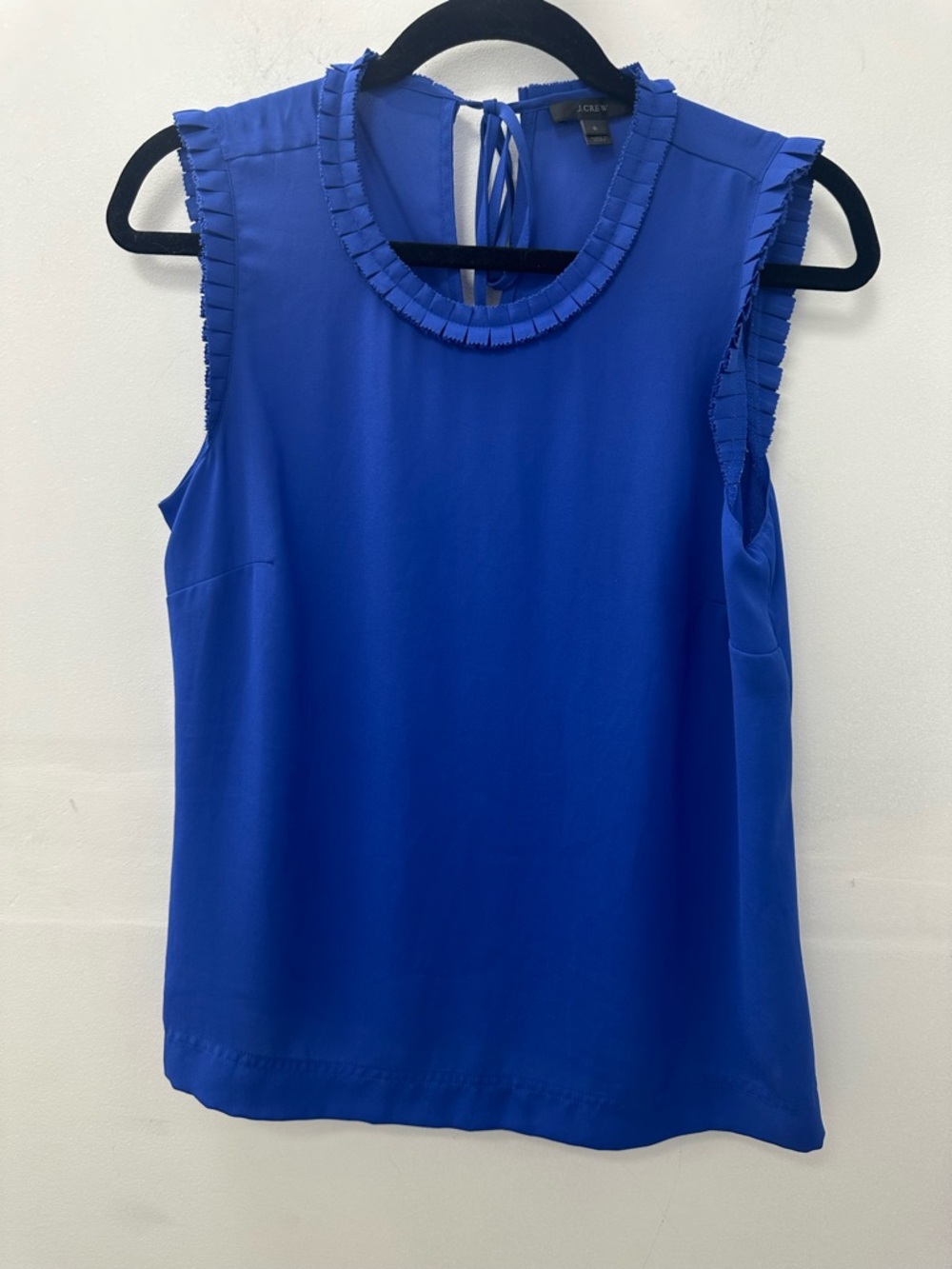 J. Crew Sleeveless Ruffle-Trim Shell Top in Royal Blue Size 6